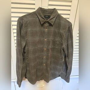 Vince Olive-Gray Corduroy Button Shirt